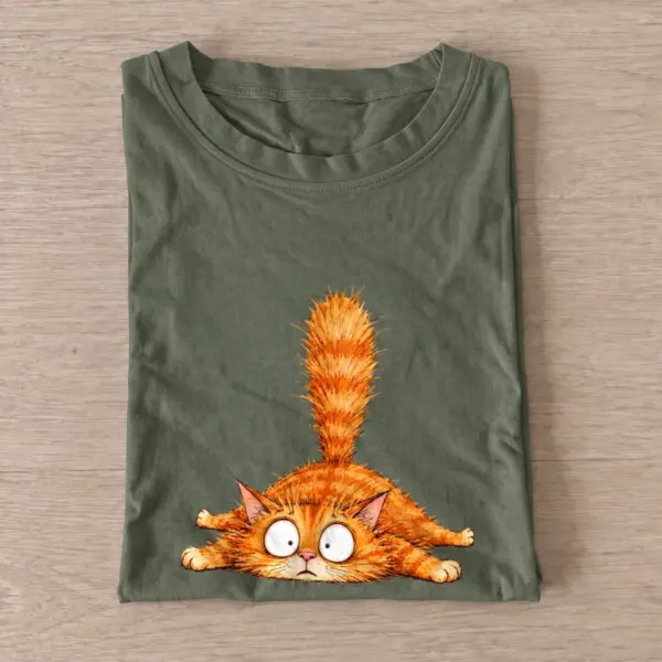 Startled orange cat t shirt olive20startled orange cat.webp