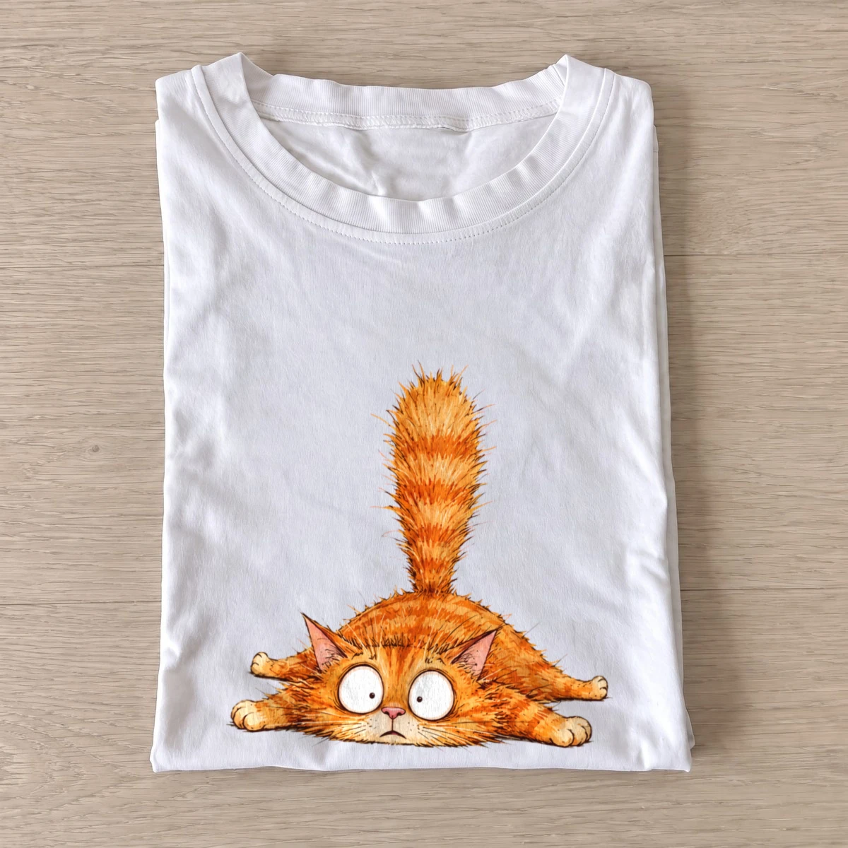 Startled orange cat t shirt white20startled orange cat.webp