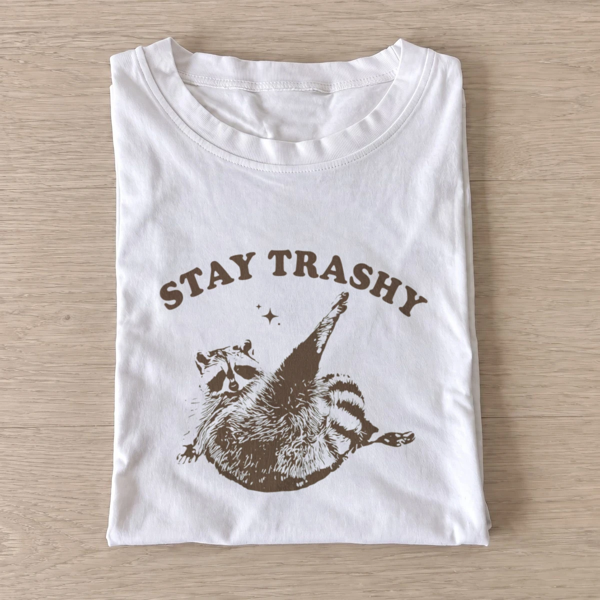 Stay trashy raccoon t shirt white20stay trashy raccoon.webp