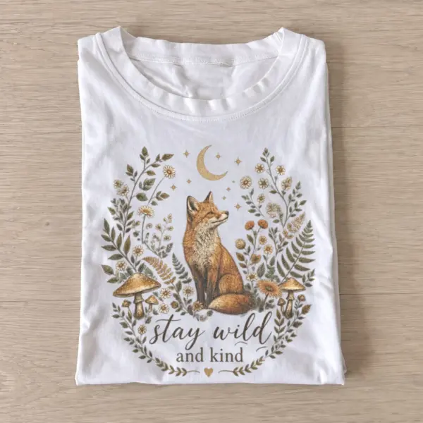 Stay wild and kind fox t shirt white20stay wild fox.webp