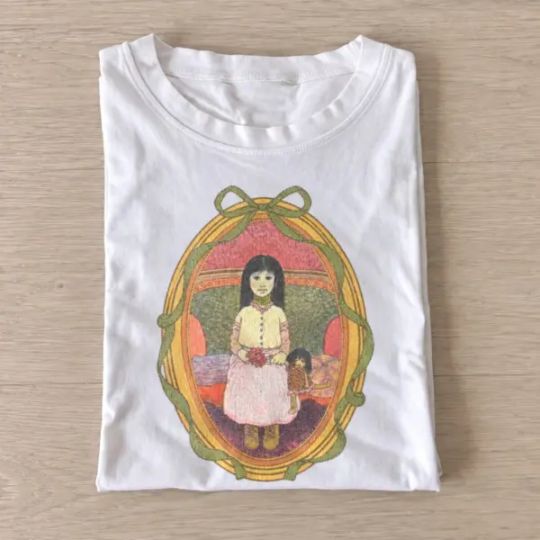 Storybook girl and dog portrait t shirt white20storybook girl dog.webp