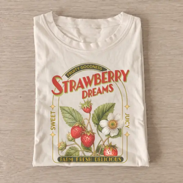 Strawberry dreams botanical graphic t shirt sand20strawberry dreams.webp