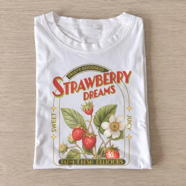 Strawberry dreams botanical graphic t shirt white20strawberry dreams.webp