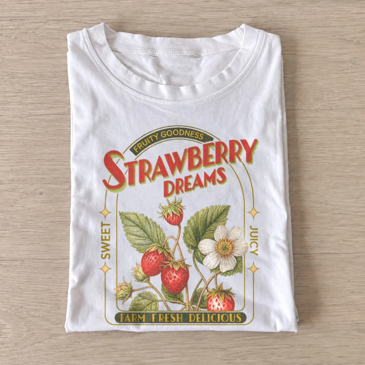Strawberry dreams botanical graphic t shirt white20strawberry dreams.webp