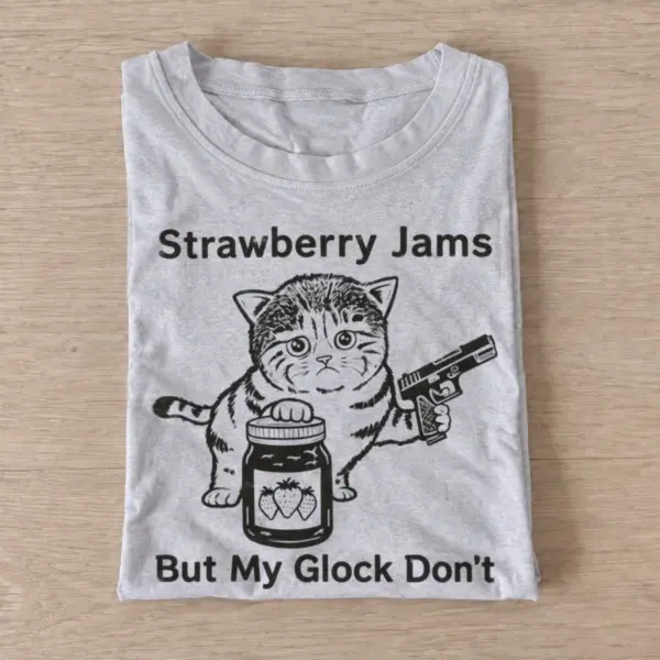 Strawberry jams but my glock dont kitten t shirt gray20strawberry jams kitten.webp