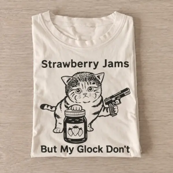 Strawberry jams but my glock dont kitten t shirt sand20strawberry jams kitten.webp