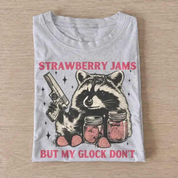 Strawberry jams but my glock dont raccoon t shirt gray20strawberry jams raccoon.webp