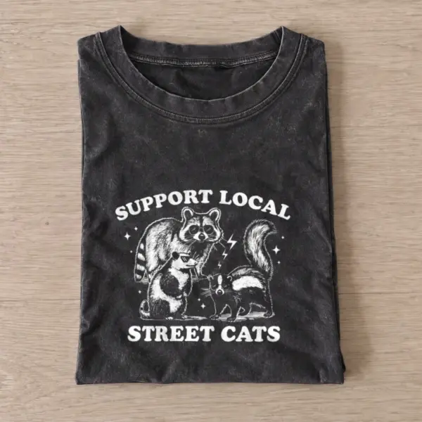 Street cats duo vintage t shirt washed20black20street cats duo.webp