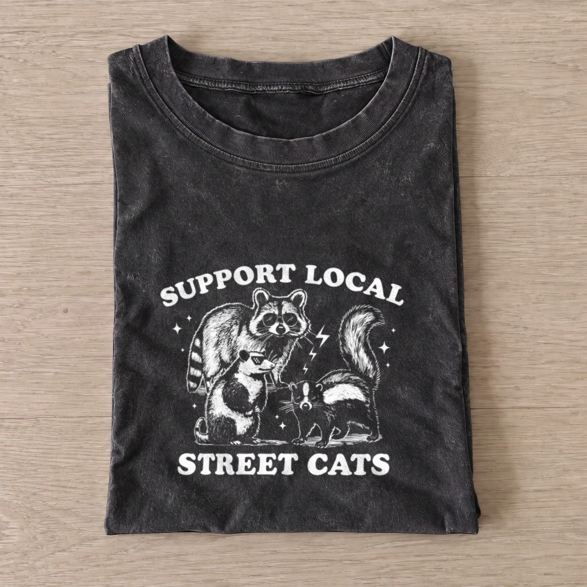 Street cats duo vintage t shirt washed20black20street cats duo.webp