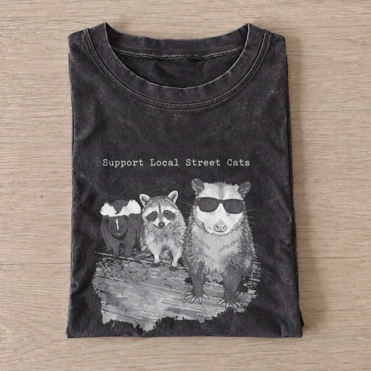 Street cats sunglasses vintage t shirt washed20black20street cats sunglasses.webp
