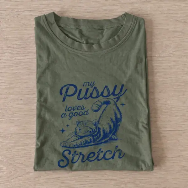 Stretching cat slogan t shirt olive20stretching cat slogan.webp