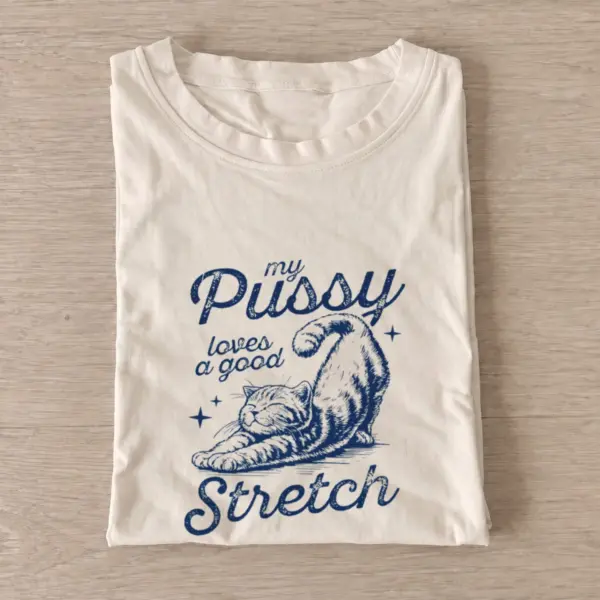 Stretching cat slogan t shirt sand20stretching cat slogan.webp