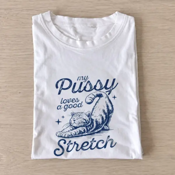 Stretching cat slogan t shirt white20stretching cat slogan.webp