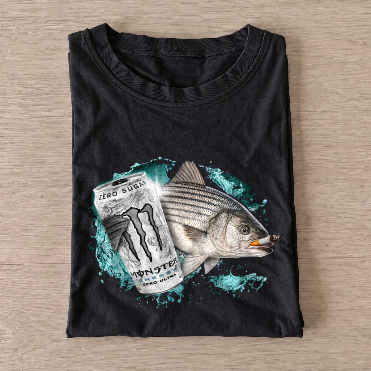 Striped bass energy t shirt black20striped bass energy.webp
