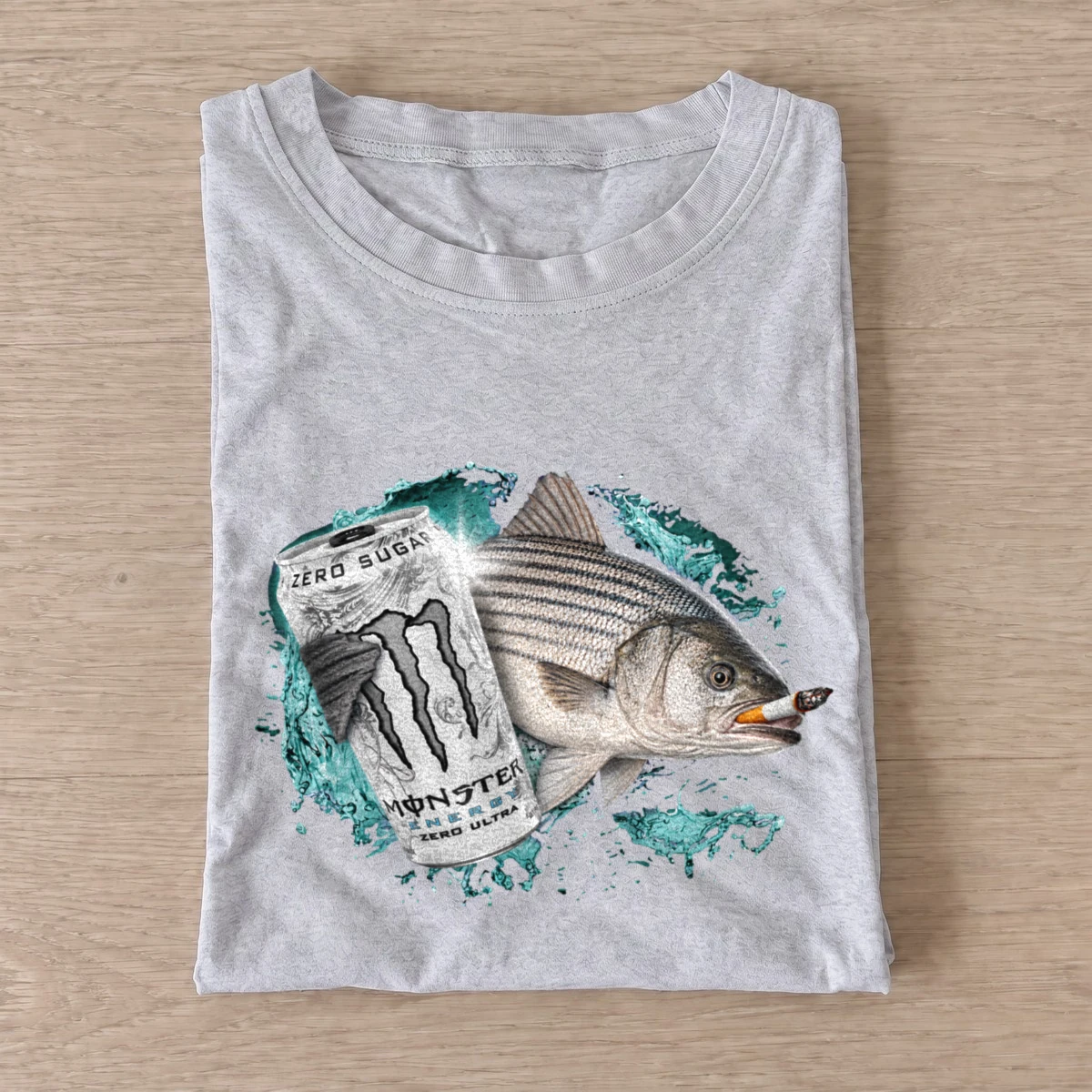 Striped bass energy t shirt gray20striped bass energy.webp