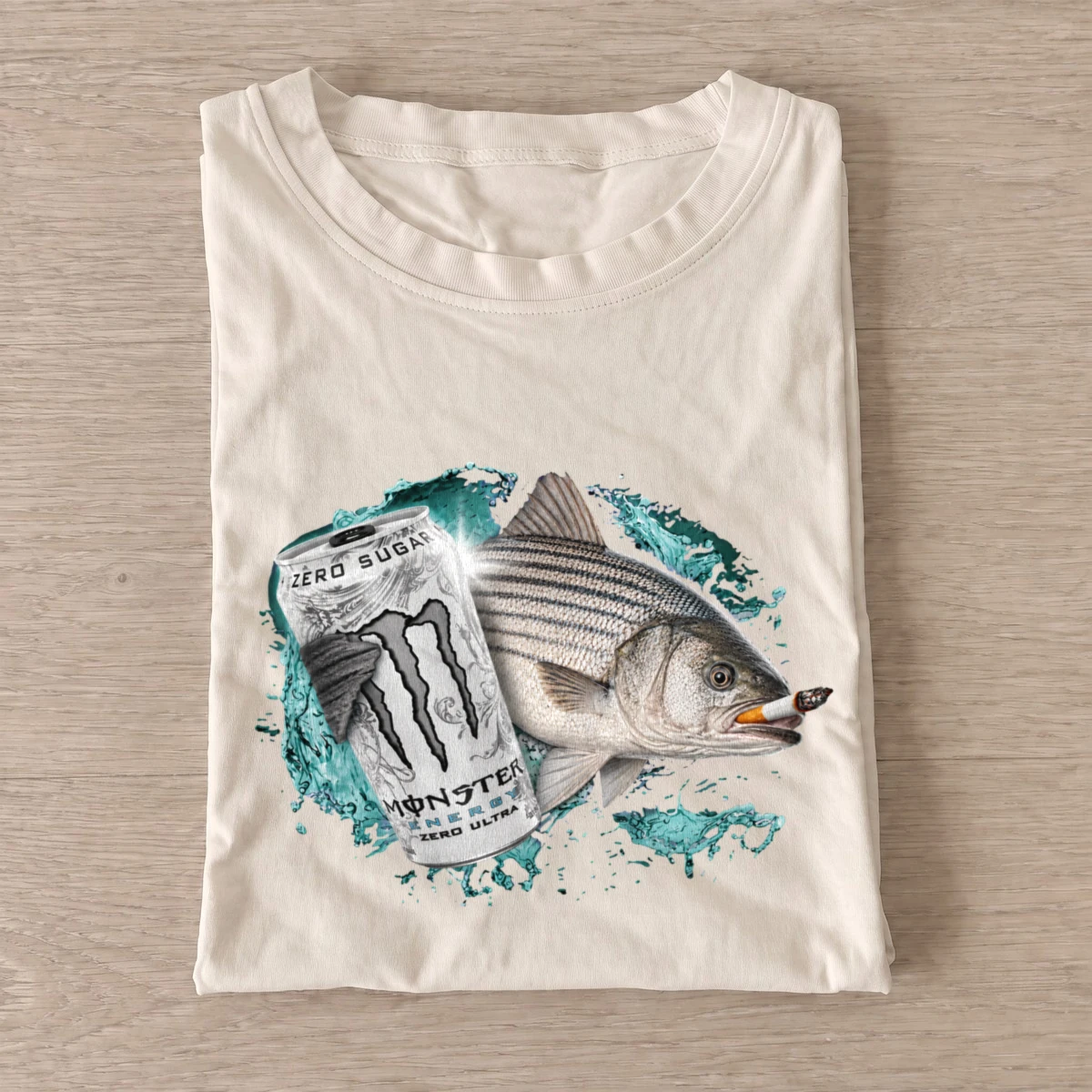 Striped bass energy t shirt sand20striped bass energy.webp