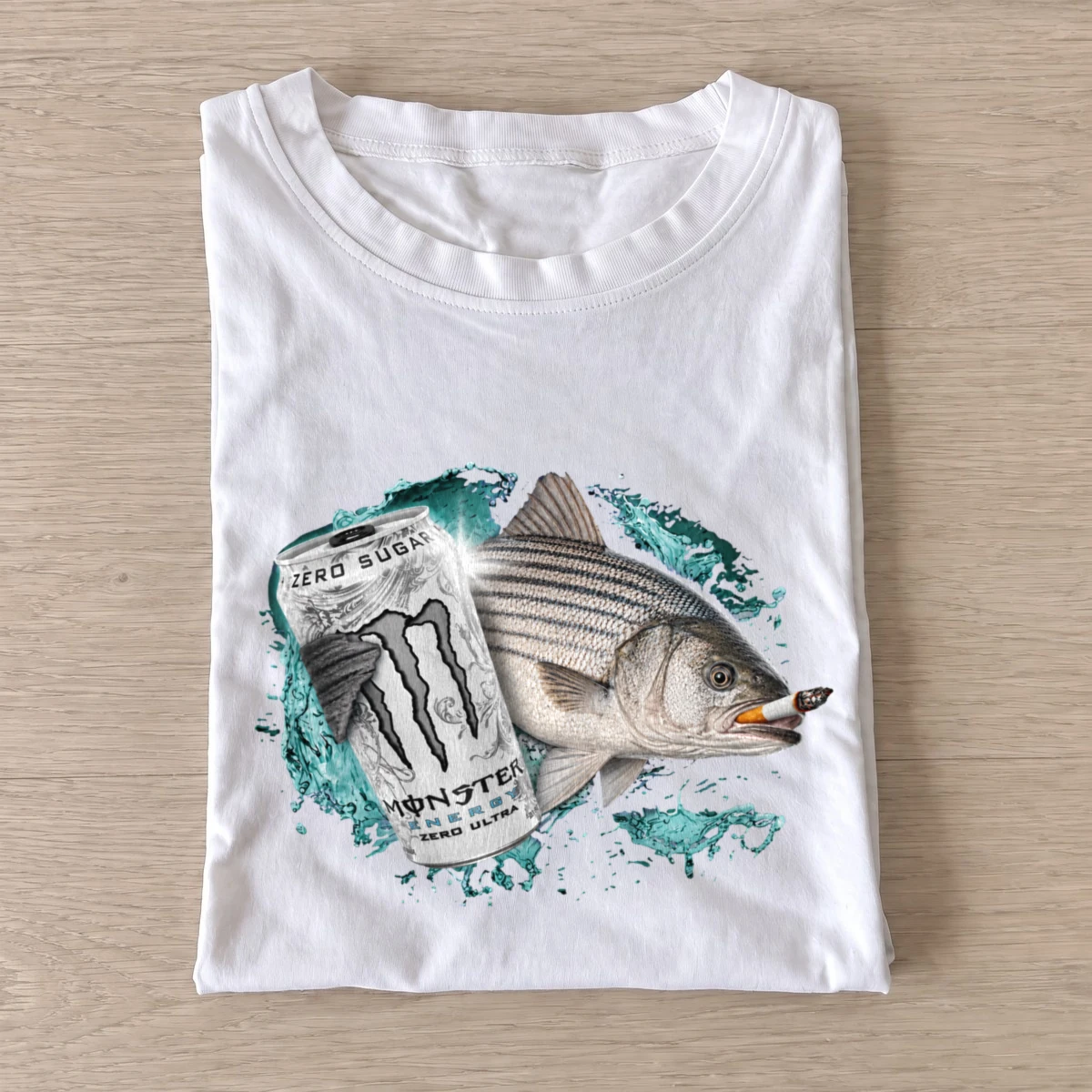 Striped bass energy t shirt white20striped bass energy.webp