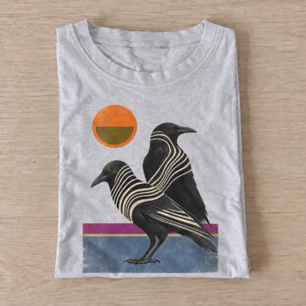 Striped sunset crow t shirt gray20striped sunset crow.webp