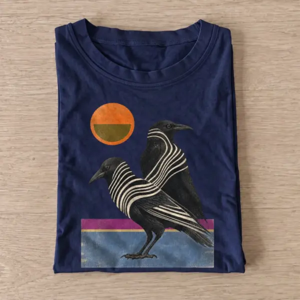 Striped sunset crow t shirt navy20striped sunset crow.webp