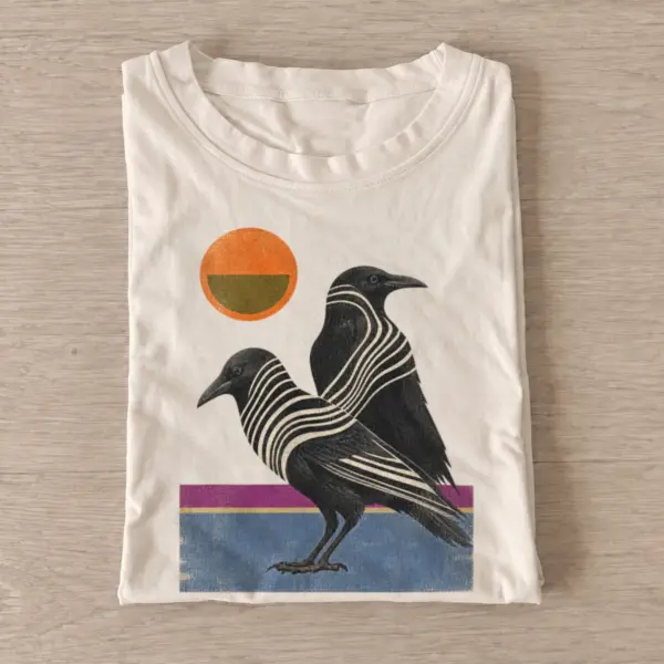 Striped sunset crow t shirt sand20striped sunset crow.webp