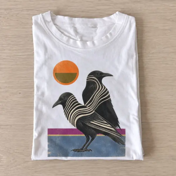 Striped sunset crow t shirt white20striped sunset crow.webp