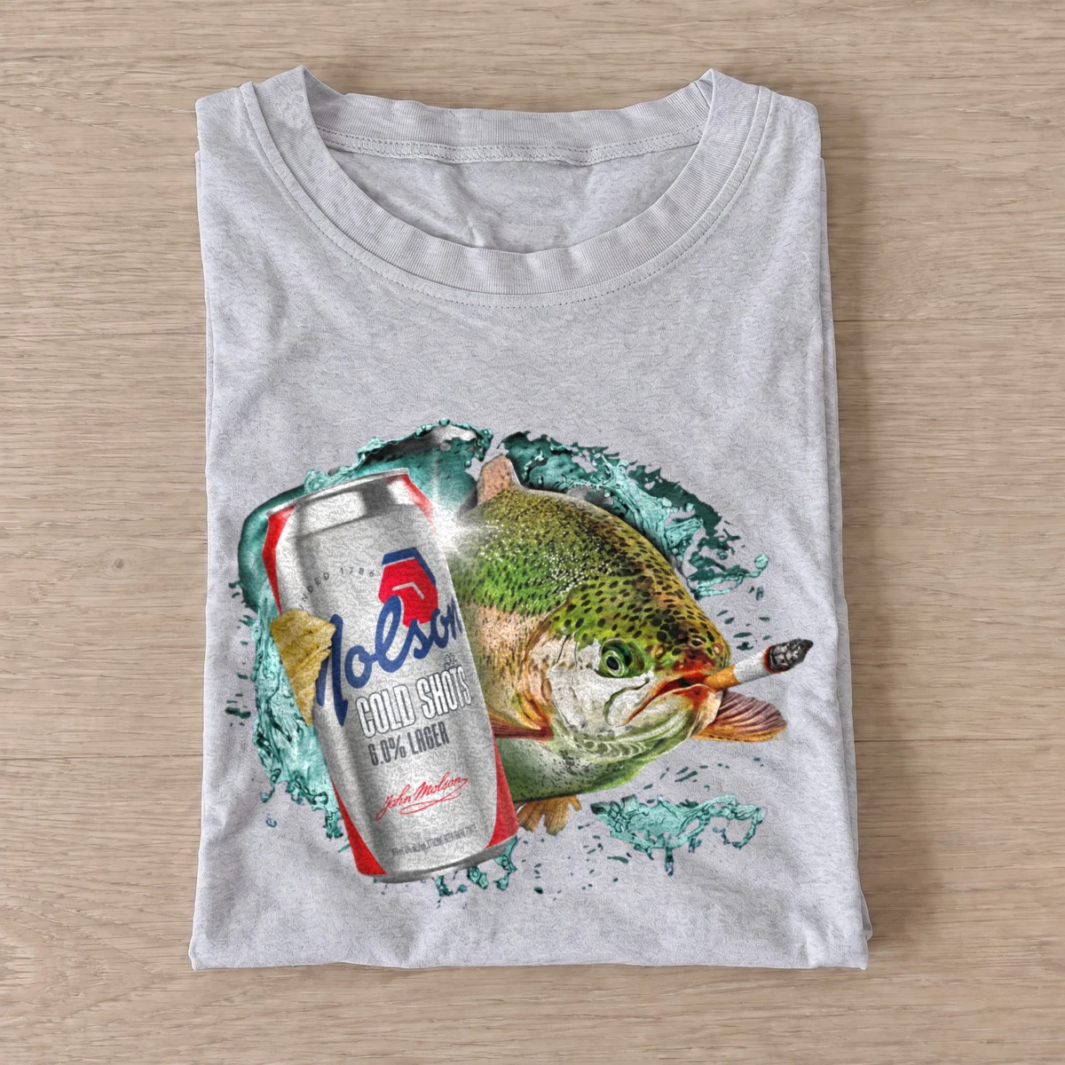 Strong lager trout t shirt gray20strong lager trout.webp