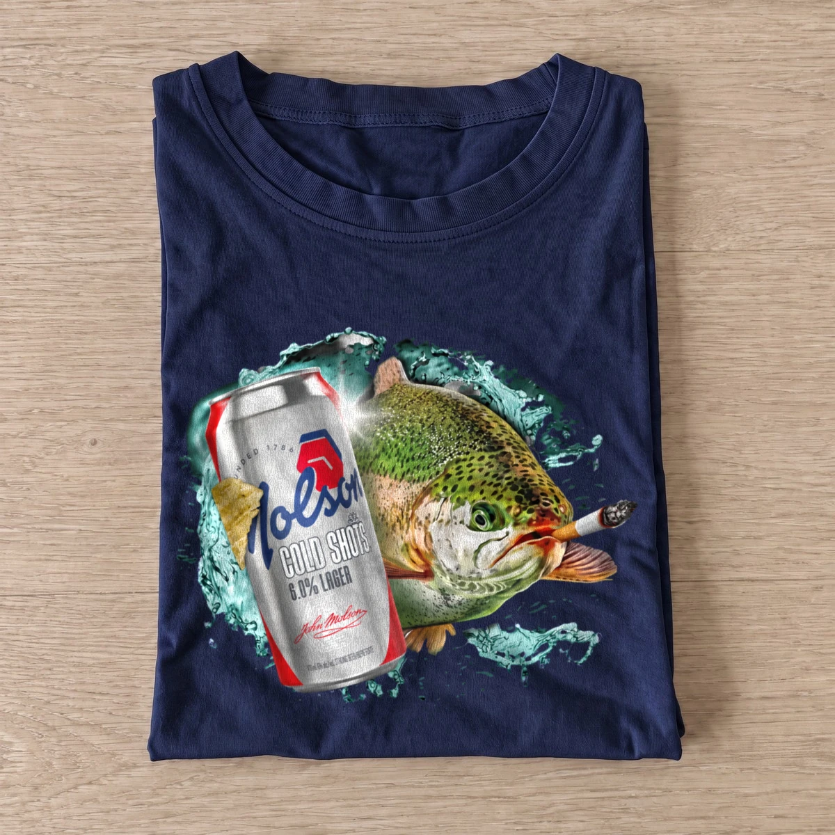 Strong lager trout t shirt navy20strong lager trout.webp
