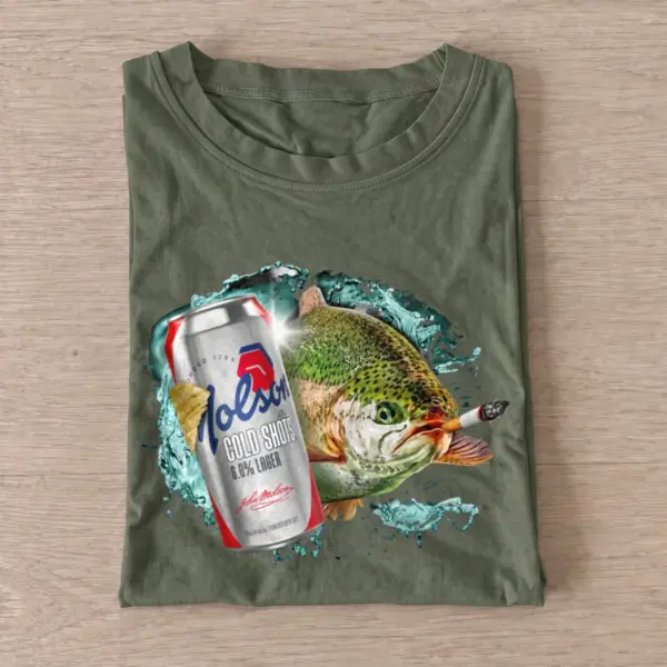 Strong lager trout t shirt olive20strong lager trout.webp
