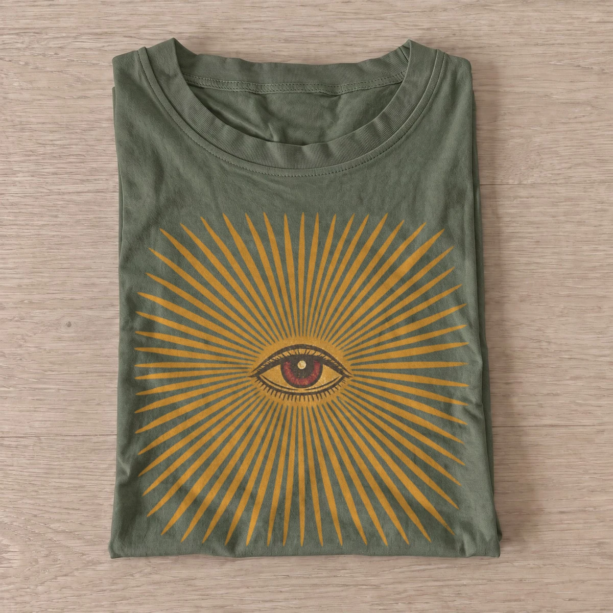 Sunburst eye graphic t shirt olive20sunburst eye.webp
