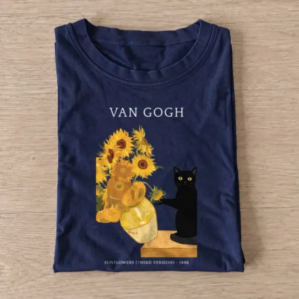 Sunflower cat t shirt navy20sunflower cat.webp