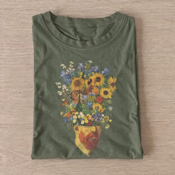 Sunflower garden vase t shirt olive20sunflower garden vase.webp