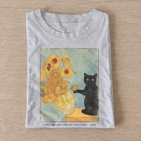 Sunflower painter black cat t shirt gray20sunflower painter cat.webp