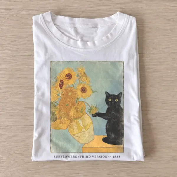Sunflower painter black cat t shirt white20sunflower painter cat.webp
