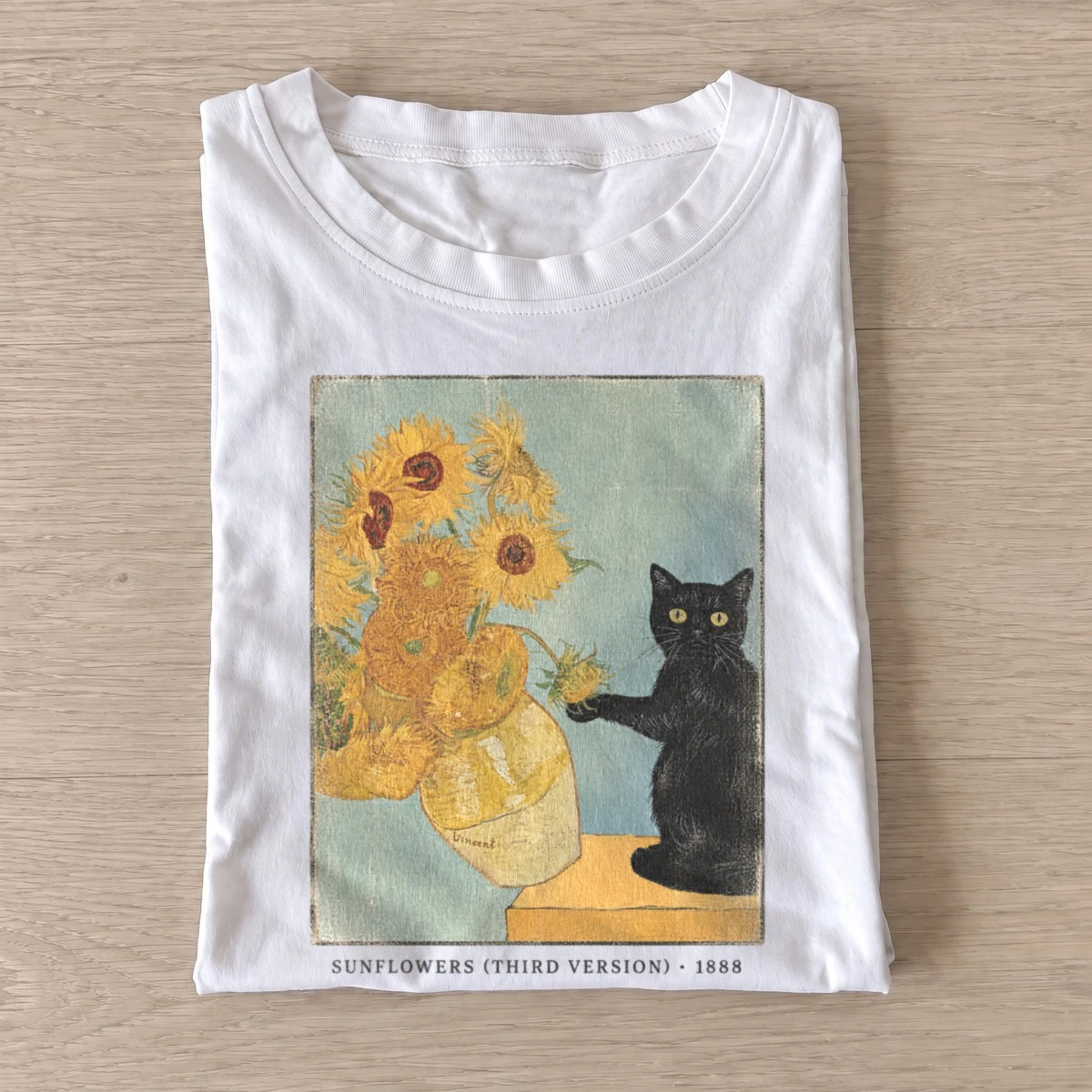 Sunflower painter black cat t shirt white20sunflower painter cat.webp