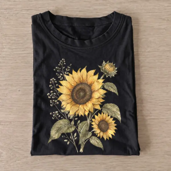 Sunflower pair botanical graphic t shirt black20sunflower pair.webp