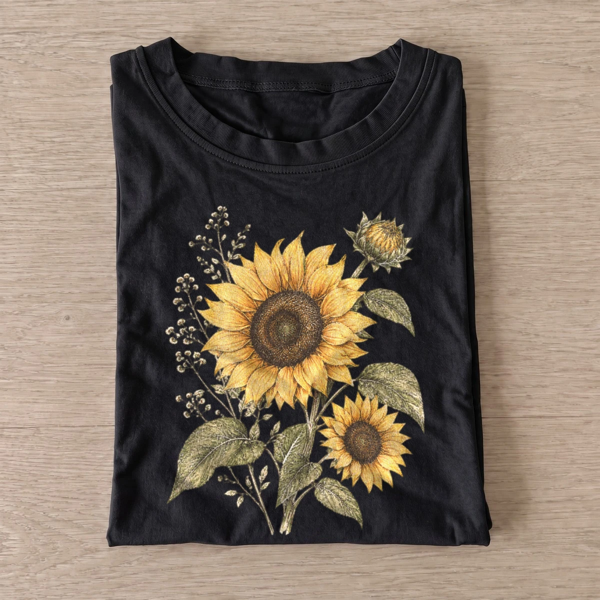 Sunflower pair botanical graphic t shirt black20sunflower pair.webp