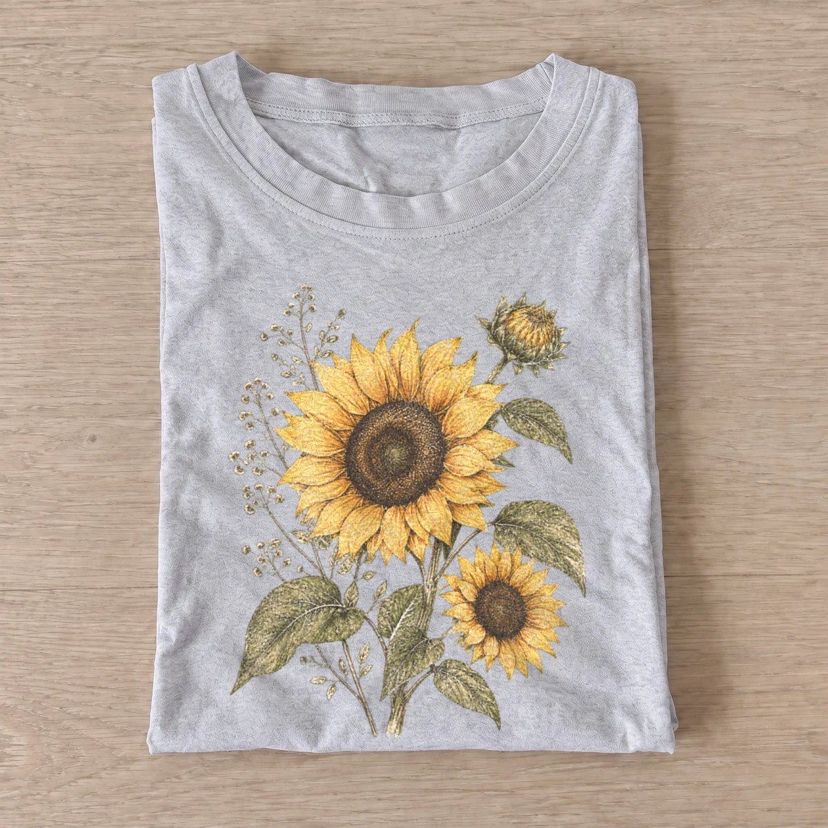 Sunflower pair botanical graphic t shirt gray20sunflower pair.webp