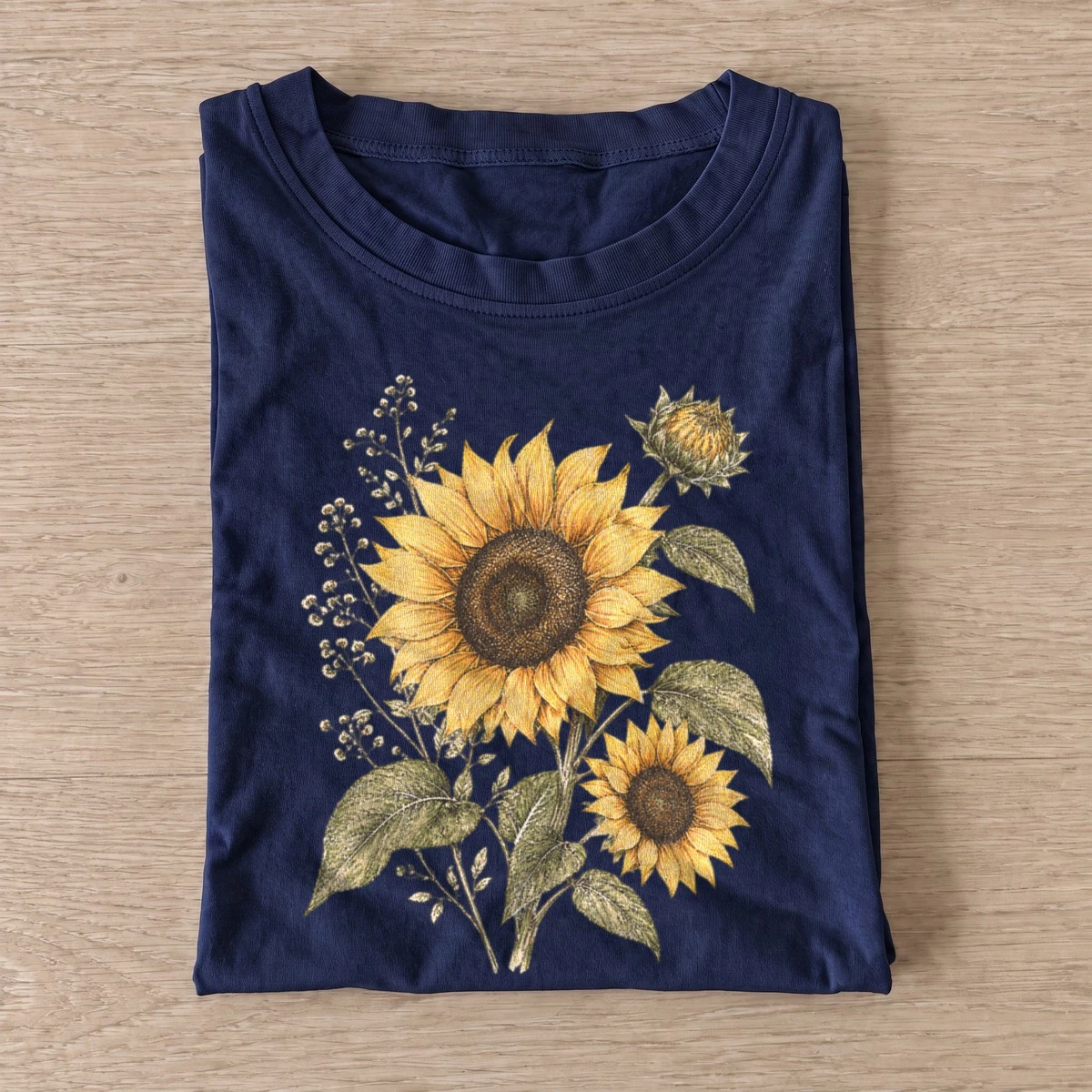 Sunflower pair botanical graphic t shirt navy20sunflower pair.webp