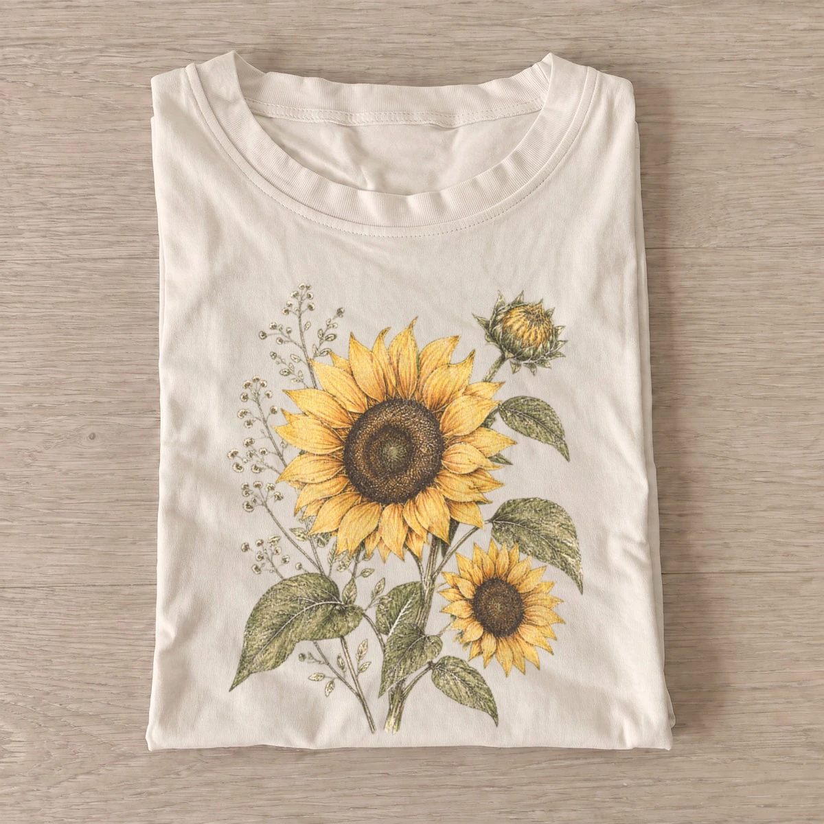 Sunflower pair botanical graphic t shirt sand20sunflower pair.webp