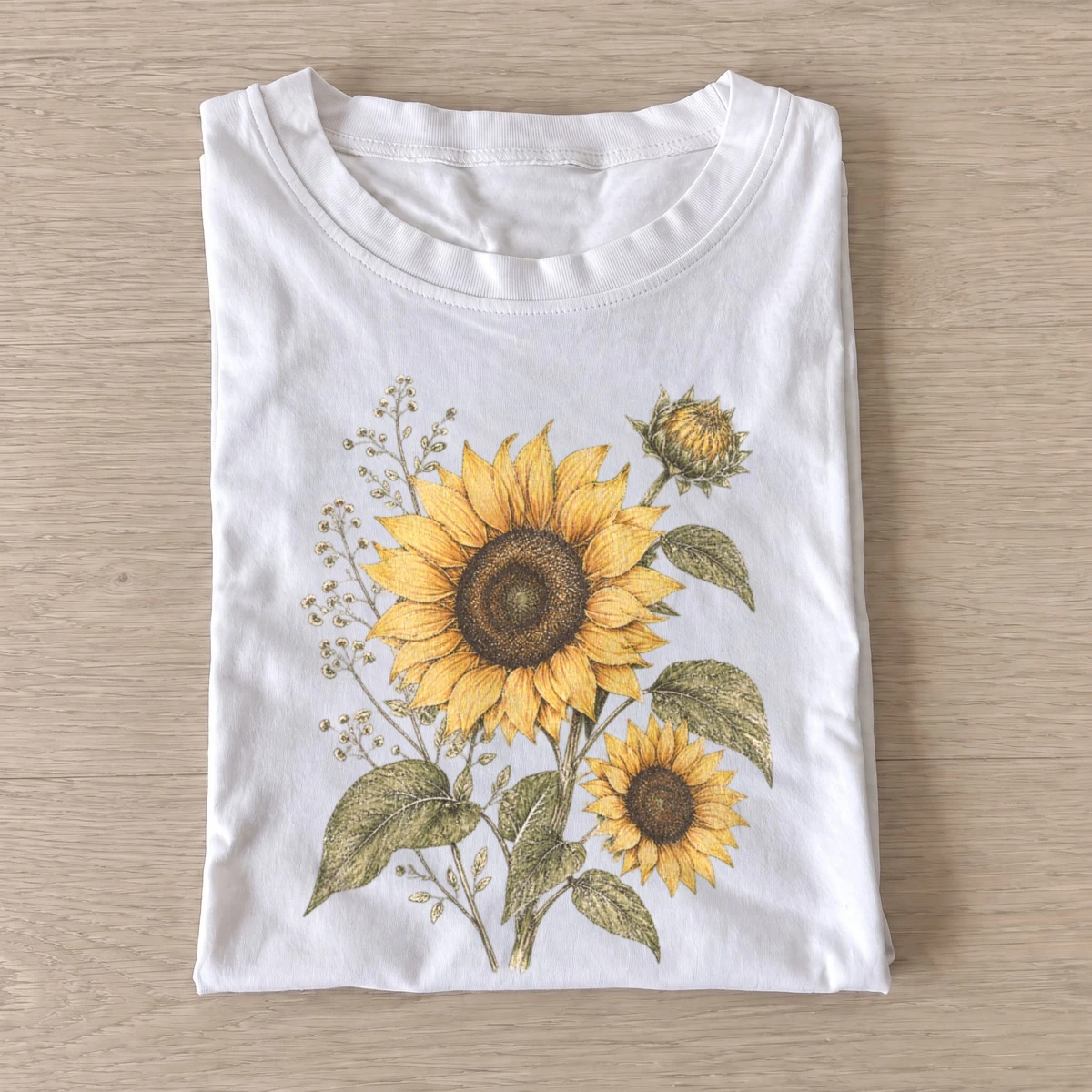 Sunflower pair botanical graphic t shirt white20sunflower pair.webp