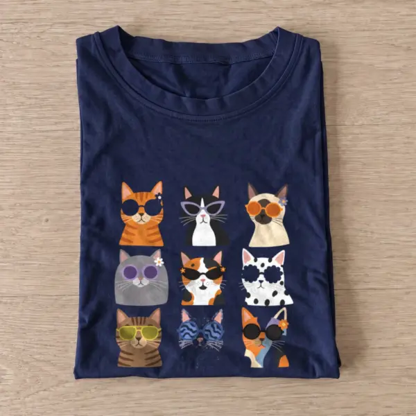 Sunglasses cat portraits t shirt navy20sunglasses cat portraits.webp
