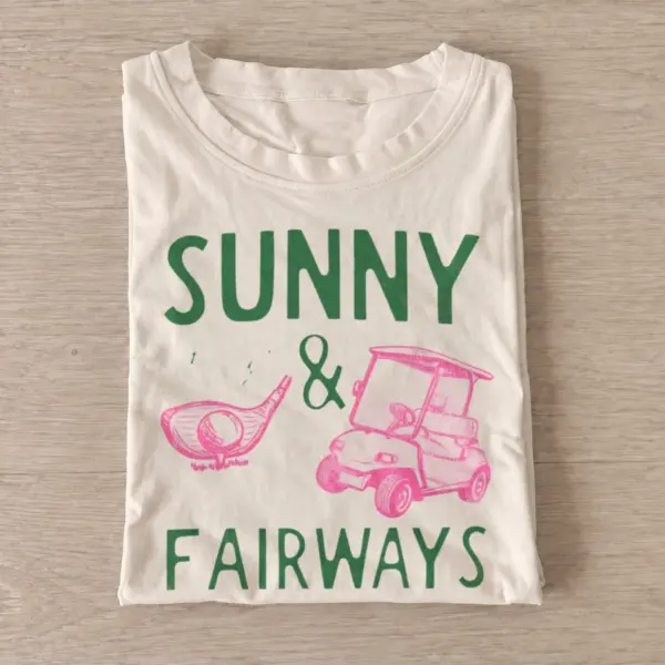 Sunny fairways golf graphic t shirt sand20sunny fairways.webp
