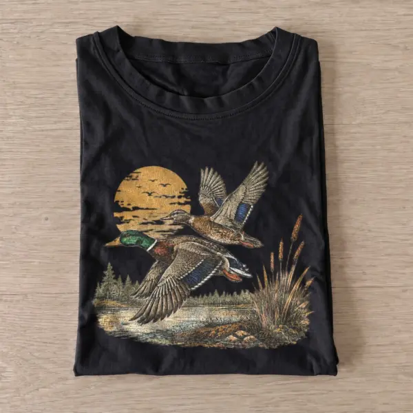 Sunset mallard ducks t shirt black20sunset ducks.webp