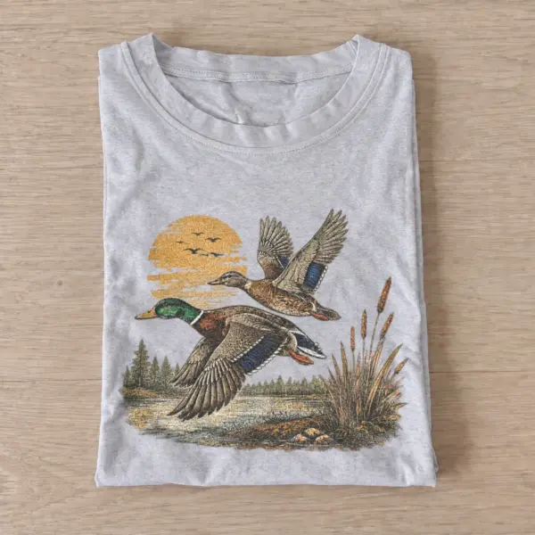 Sunset mallard ducks t shirt gray20sunset ducks.webp