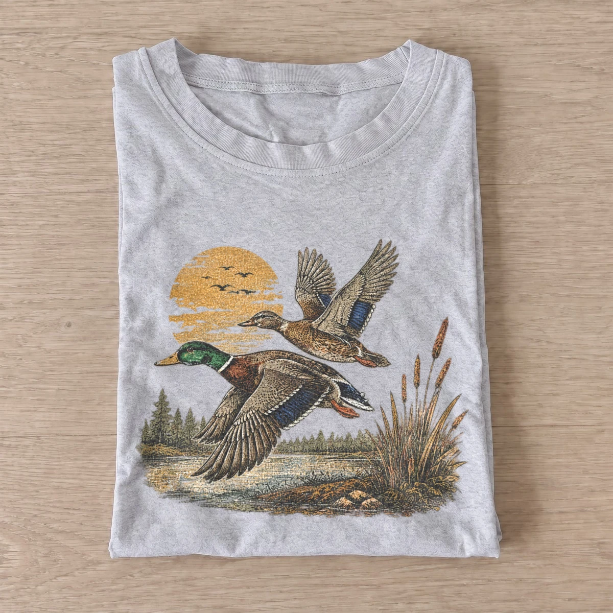 Sunset mallard ducks t shirt gray20sunset ducks.webp