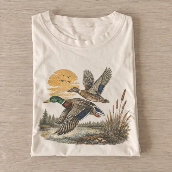 Sunset mallard ducks t shirt sand20sunset ducks.webp