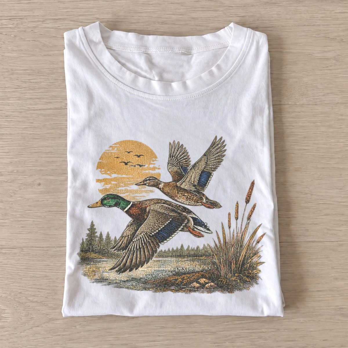 Sunset mallard ducks t shirt white20sunset ducks.webp