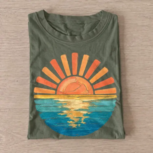 Sunset ocean glow t shirt olive20sunset ocean glow.webp