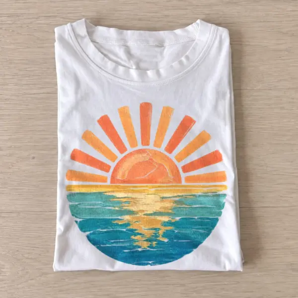 Sunset ocean glow t shirt white20sunset ocean glow.webp