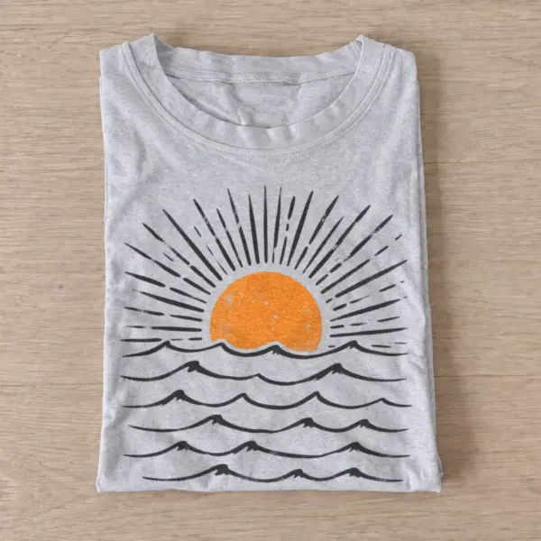 Sunset waves graphic t shirt gray20sunset waves.webp